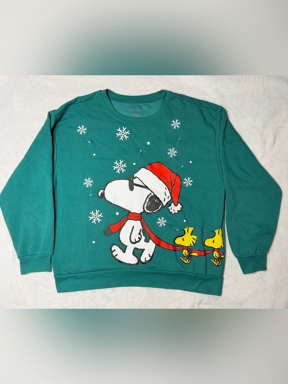 Light-up Peanuts Snoopy Woodstock Christmas Sweatshirt XL Holiday